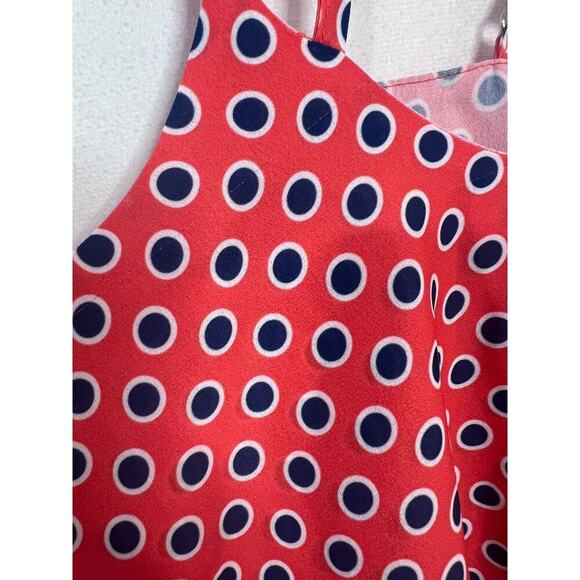 Joy Joy strappy top Red With Blue Polka Dots Est. Size LG - Picture 6 of 7